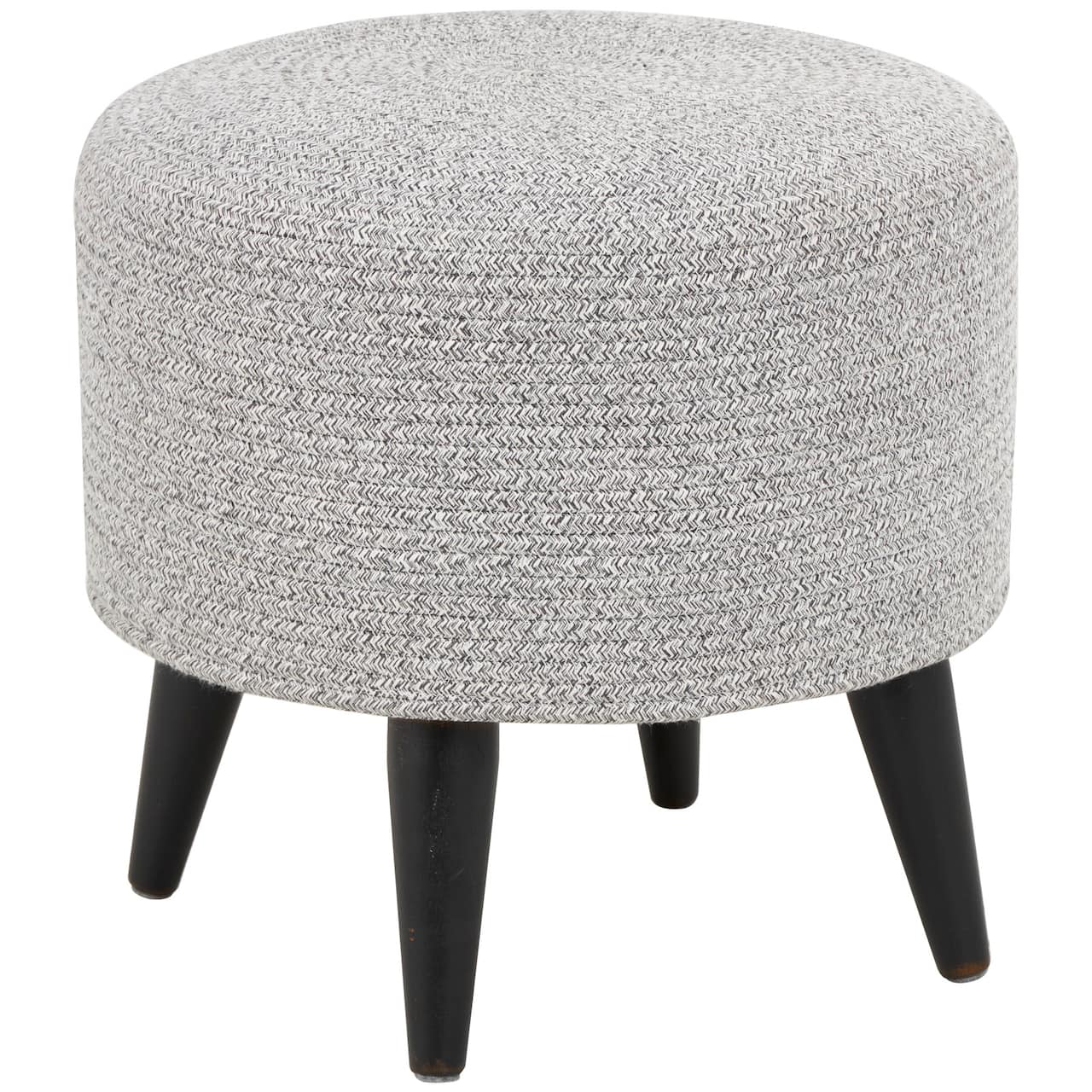 17" Chevron Textured Fabric Stool with Black Wooden Legs